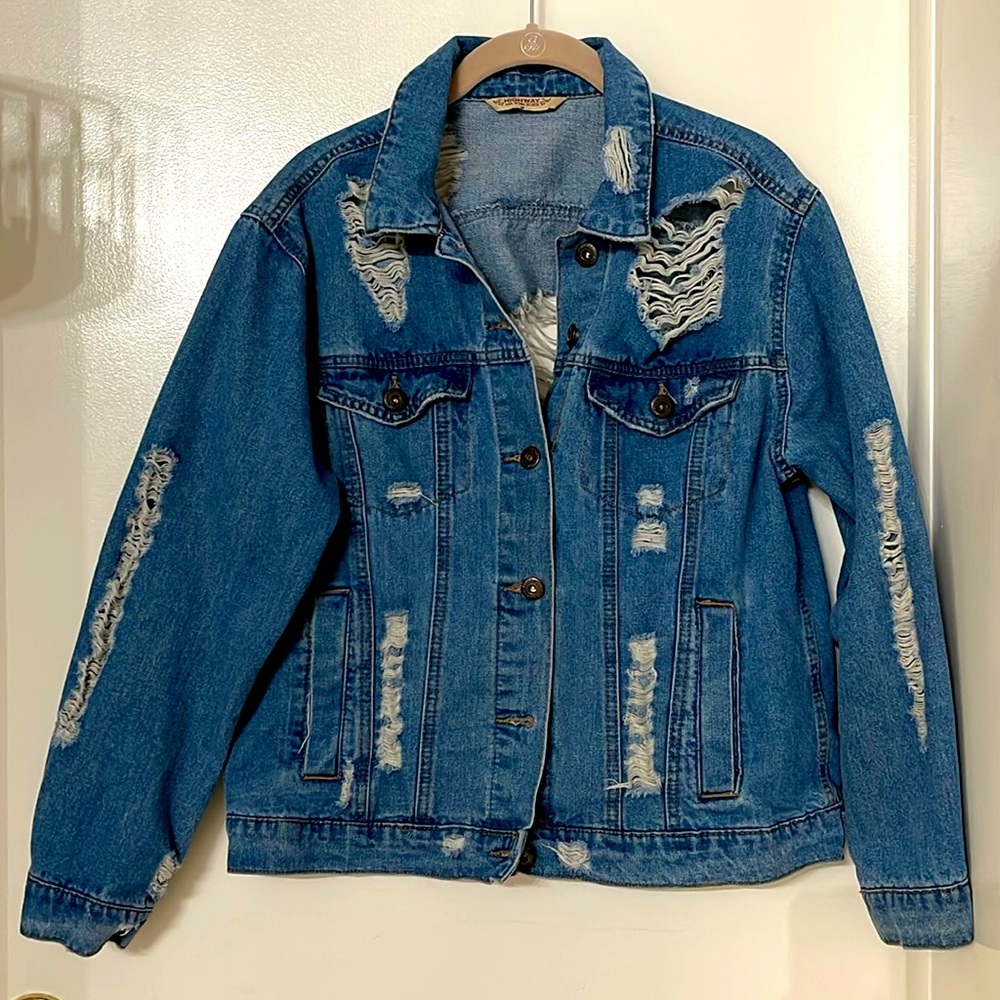 HIGHWAY JEANS DENIM VINTAGE JACKET WOMENS SIZE M INSIDE POCKETS BUTTON DOWN SOFT